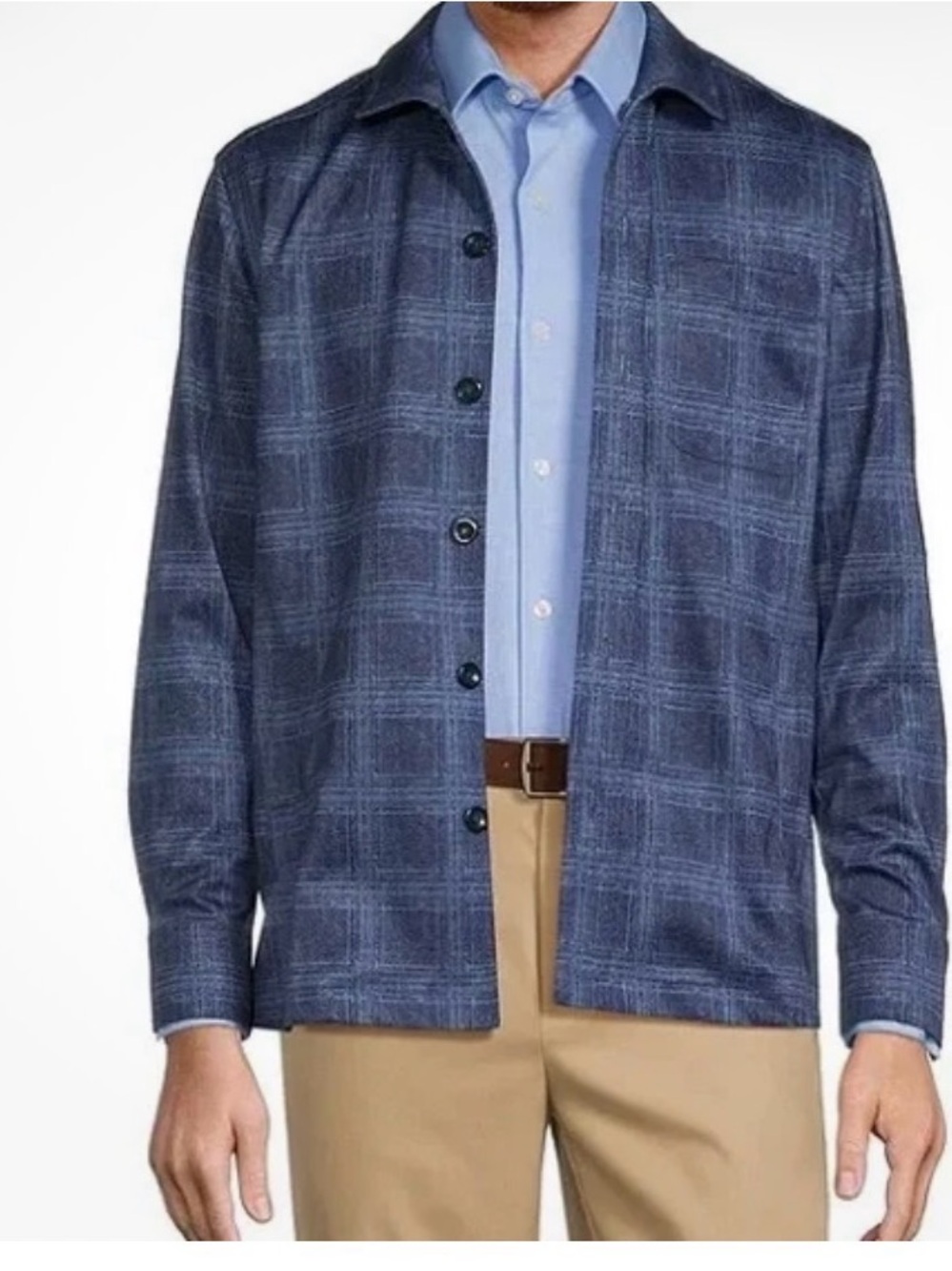 Hart Schaffner Marx men’s Navy Blue Plaid Lightweight Shirt Jacket/Sacket Sz L